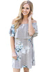 Sexy Ruffle Off Shoulder Grey Floral Mini Dress